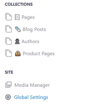 Global Settings option in the side menu