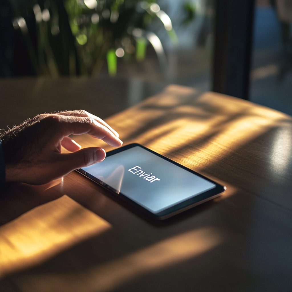 Screen showing send button