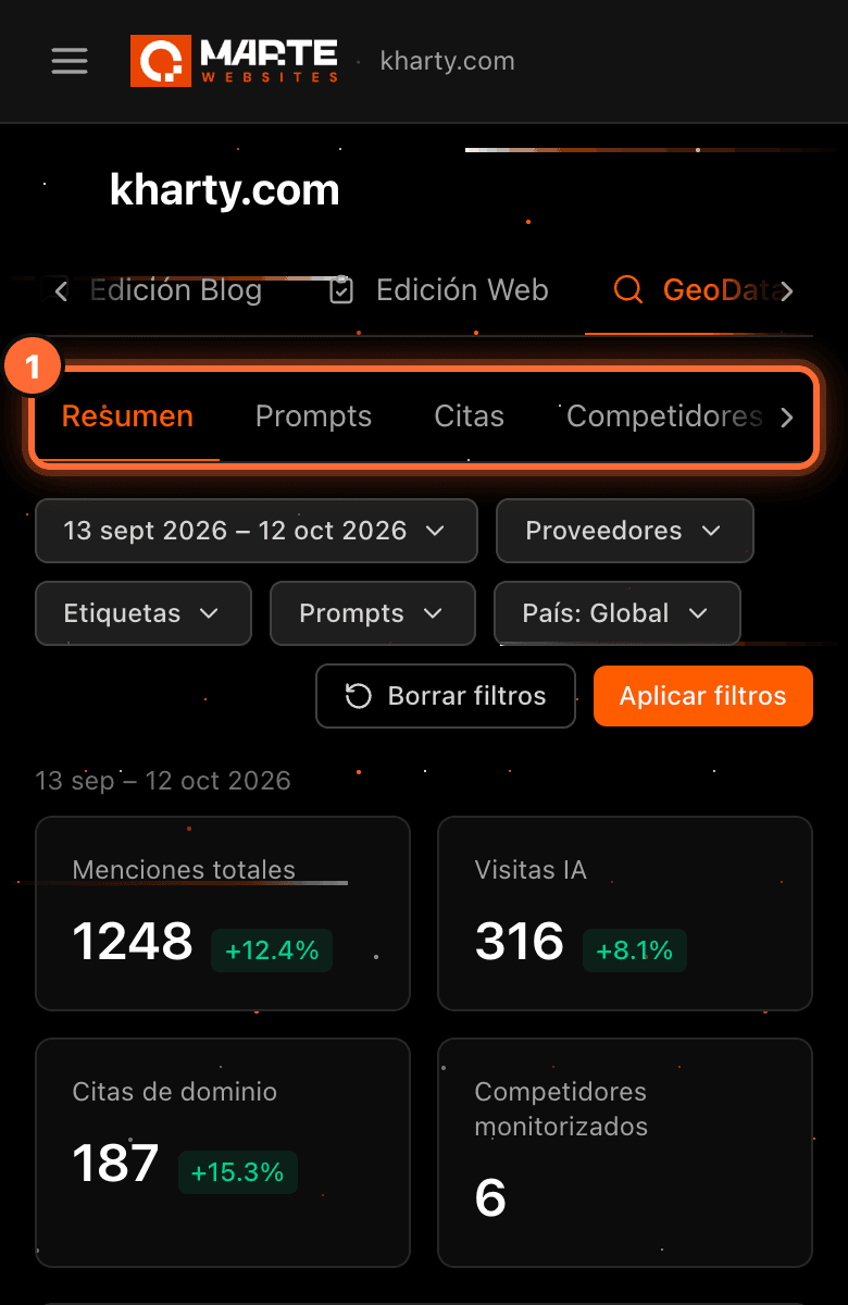 GeoData on mobile with the row of sub-tabs highlighted (1)