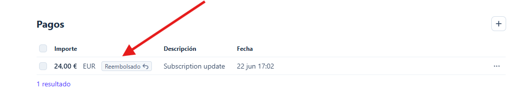 Payment with the Refunded label in Stripe